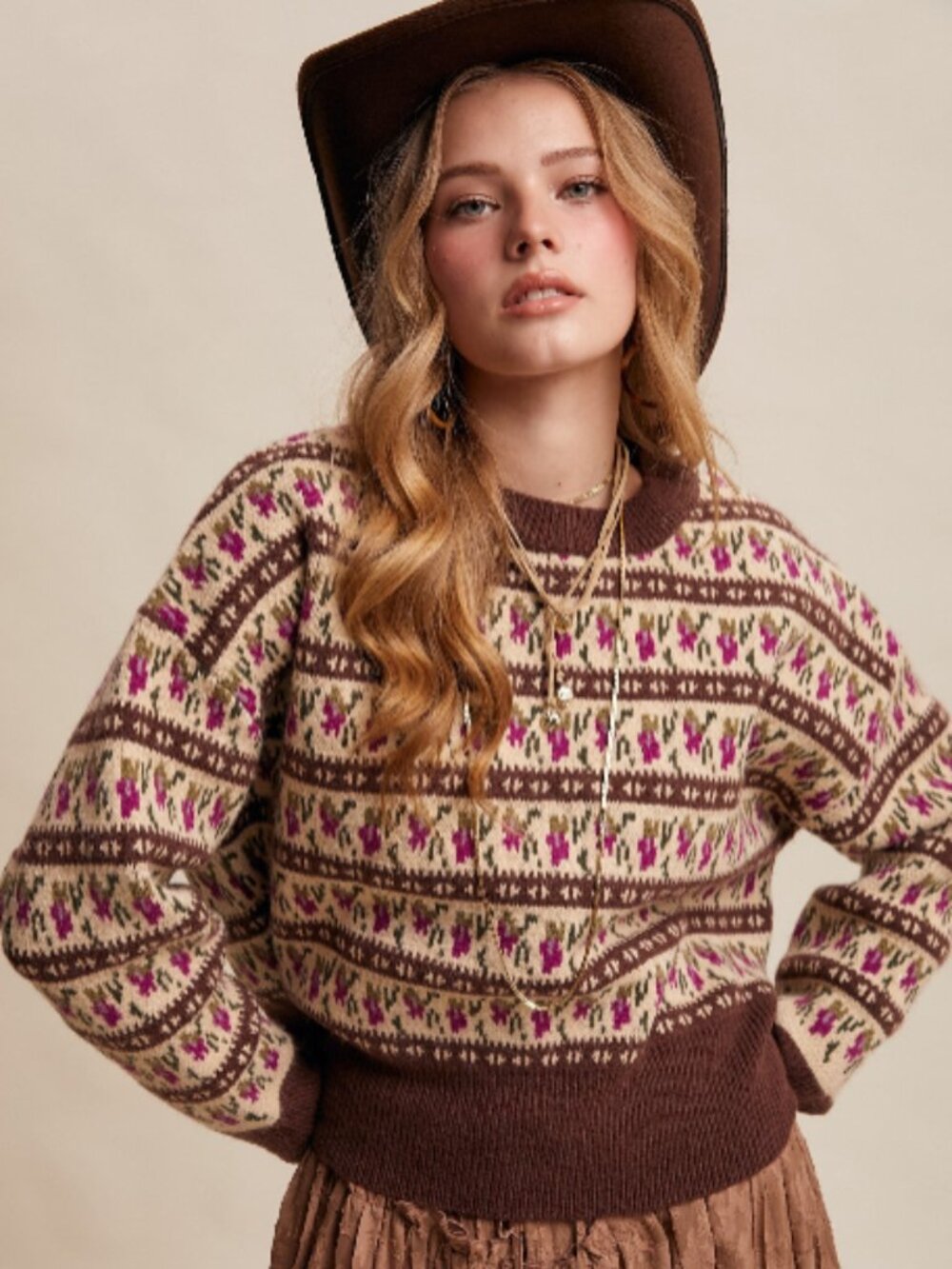 NWT Listicle Western Jacquard Knit Sweater